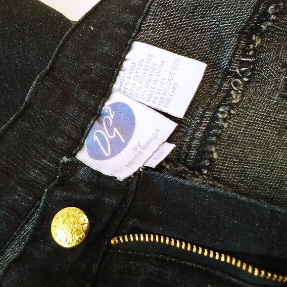 DG2 Diane Gilman Denim Mom Jeans -16P Metallic Studs Comfort Cropped Pants Navy - Picture 10 of 10